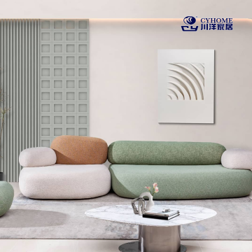 Multi-Color Patchwork Fabric Sofa for Living Room