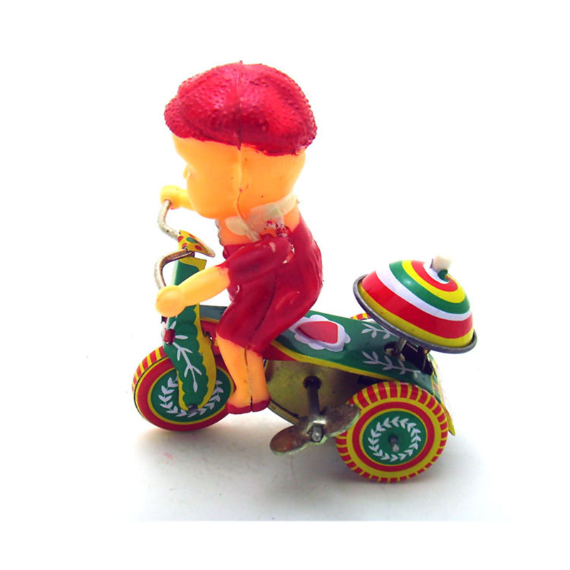 Vintage Retro Ringing Tricycle Tin toy Classic Clockwork Wind Up Rider Child Collection Tin Toy For Adult Kids Collectible Gift