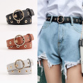Metal Hole Metal Belt Women Girl Quality Imitation Leather Belt Cinto Cinturon Feminino Mujer Cinto Para As Mulheres Velvet Belt