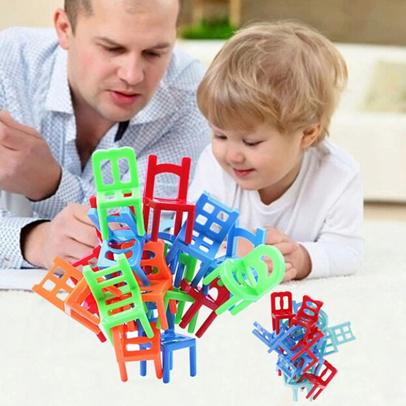 18Pcs/Set Balance Chairs Board Game Children Educational Balance Stacking Chairs Toys Kids Desk Puzzle Balancing Training Toys