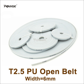 POWGE 50meters T2.5 PU Open-Ended Timing Belt T2.5-6 Width=6mm T2.5 6 Belt Fit T2.5 Timing Pulley For 3D Printer CNC RepRap