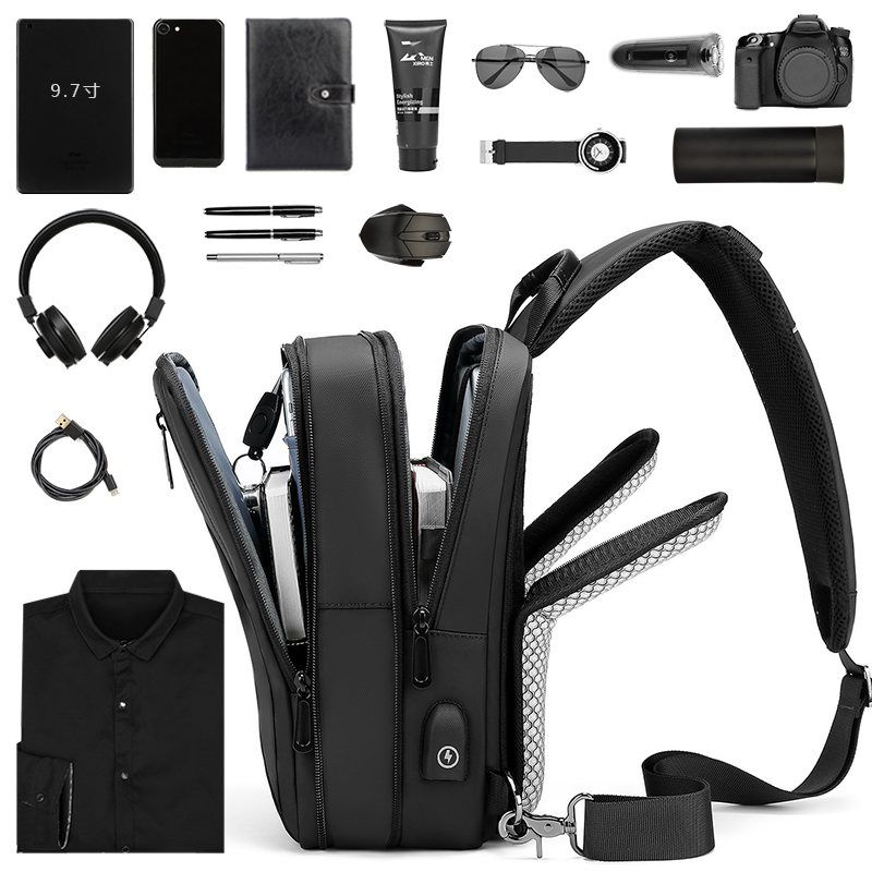 EURCOOL 2020 NEW Scalable Multifunction Crossbody Bags Men USB Charging Chest Pack Messengers Chest Bag Shoulder Bag Male n2003