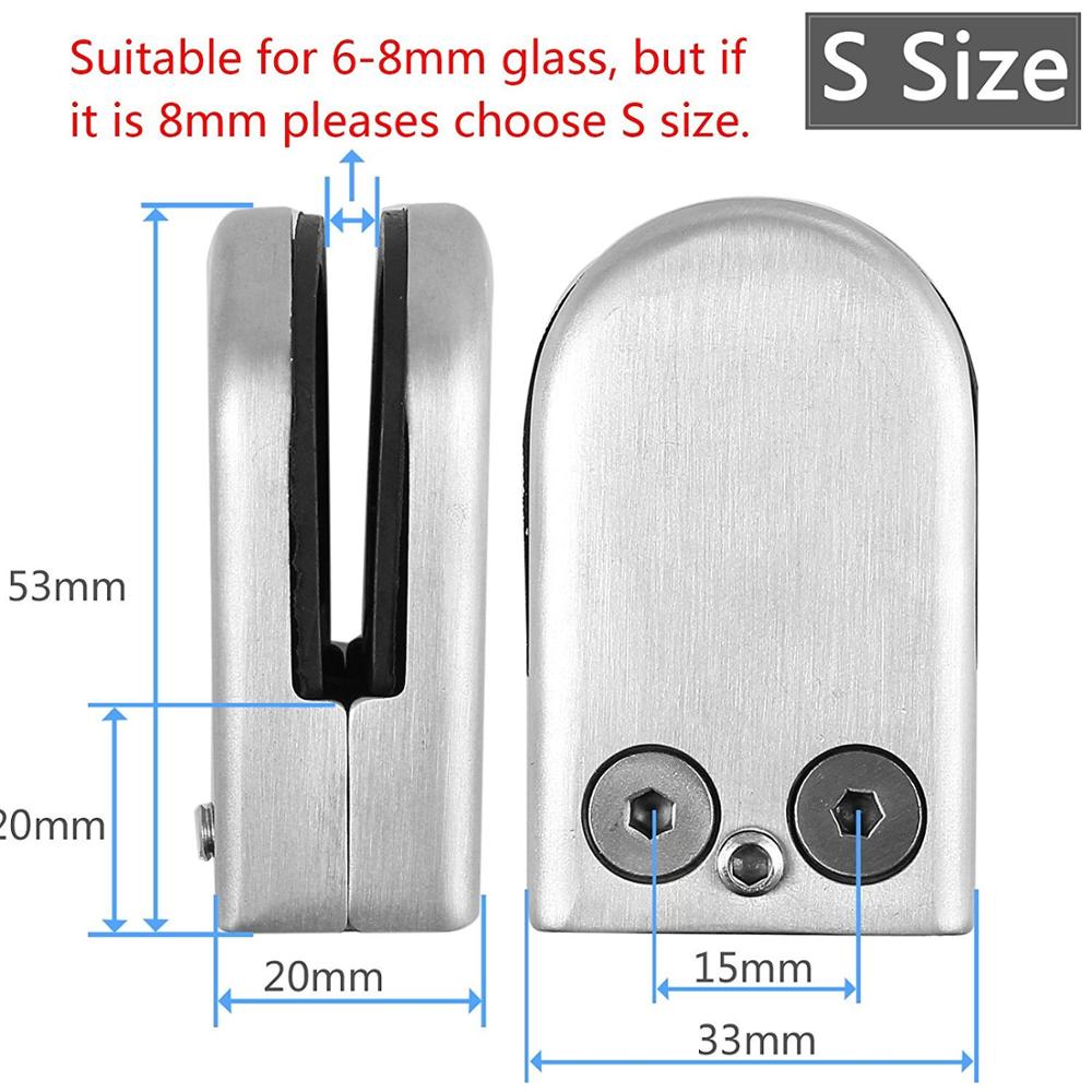 8 pieces Glass Clamps 8-10mm Stainless Steel Adjustable Glass Bracket Back for Balustrade Staircase Handrail with Hexagon Driver
