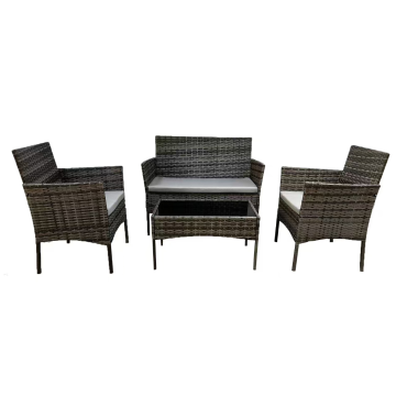 Grey Brown PE Rattan KD Garden Sofa Set