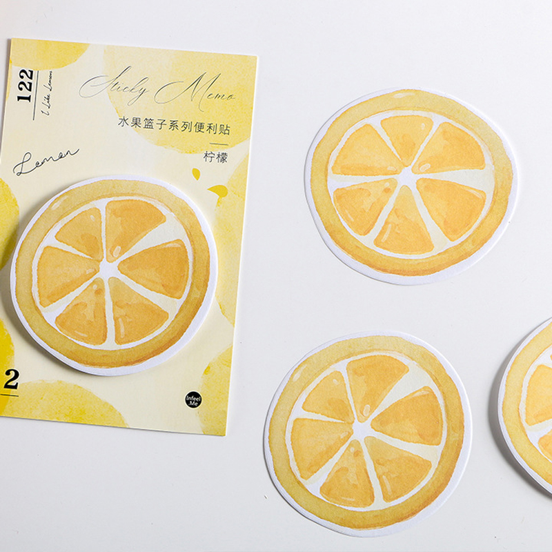 30 pages/pack Fresh Lemon Pear Peach Watermelon Memo Pads Sticky Notes Planner Writing Sticker Student Stationery Notepad