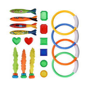 19pcs Diving Game Toys Set Rings Treasures Dive Underwater Swimming Pool Gift for Kids Summer Torpedo Rocket Throwing piscina