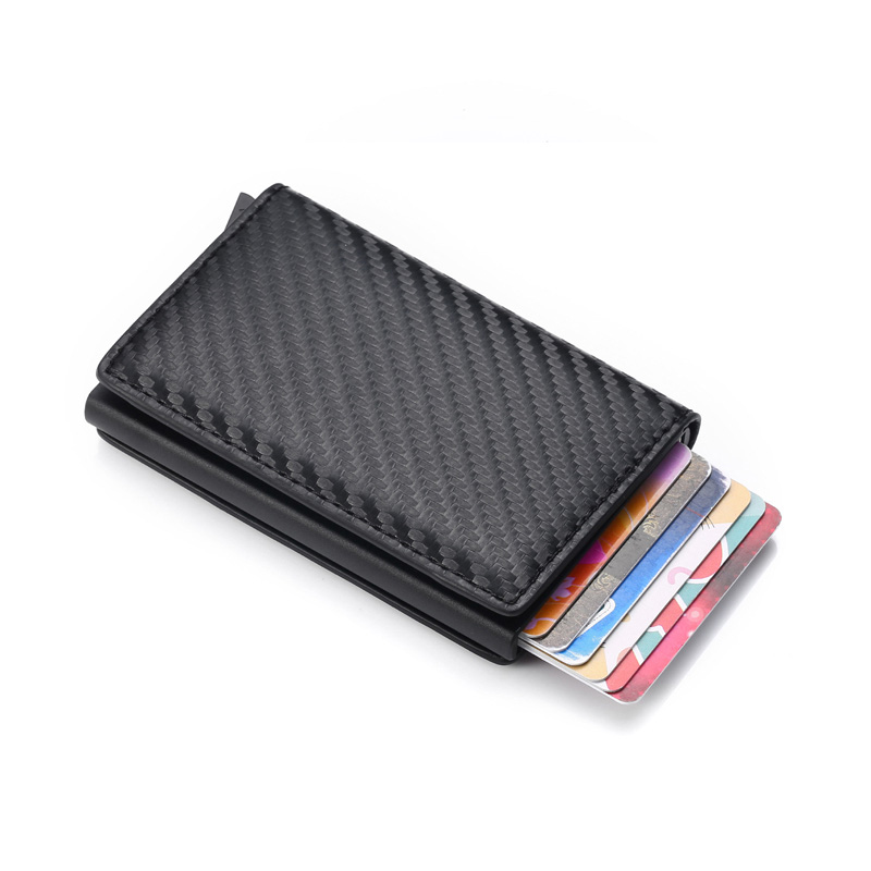 Carbon Fiber Card Holder Wallets Men Brand Black Magic Trifold Leather Slim Mini Wallet Small Money Bag Male Purses