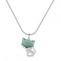 Green Aventurine Luck Fox Necklace for Women Men Healing Energy Crystal Amulet Animal Pendant Gemstone Jewelry Gifts