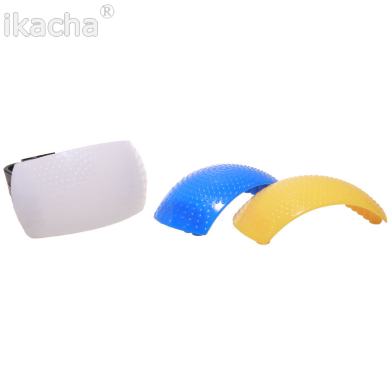 1 Set Blue White Yellow Pop-Up Flash Diffuser Cover for Canon Nikon Sony DSLR SLR Camera 3 Colors