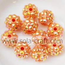 10*12MM Resin Rhinestone Beads Pendant Charm Bracelet Orange AB Color