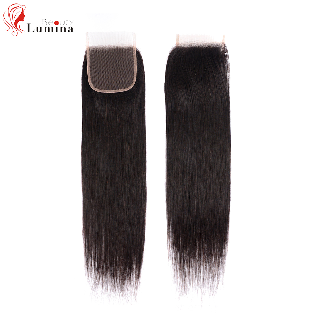 Straight Lace Closure Pre Plucked With Baby Hair Natural Hairline Brazilian Remy Human Hair 4x4 Closure Hair Beauty Lumina