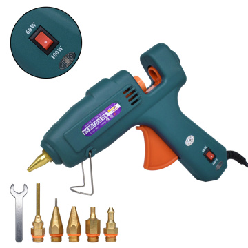 Hot Glue Gun 60/100W Dual Power High Temperature Melt Glue Gun Household, Use 11mm Glue Sticks with 5 pcs Nozzle