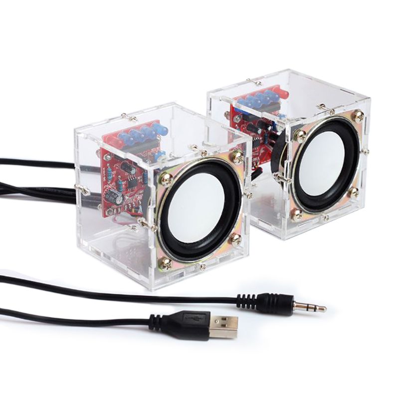 Mini 3W Speaker Box DIY Kit With Transparent Shell Computer Audio Electronic Components Whosale&Dropship
