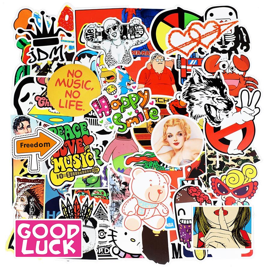 600pcs Mixed Random Graffiti Stickers Funny Anime Kid's Toy Sticker for DIY Laptop Skateboard Luggage Motorcycle Bumper Stickers