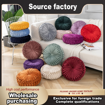 Elegant Hand Ruched Pumpkin Cushion for Living Space