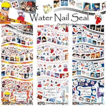3 Sheets/Lots Nail Water Transfer Stickers Decals Manicure Watermark Tips HOT292-294 Animation Comic Cartoon Naruto Ninja
