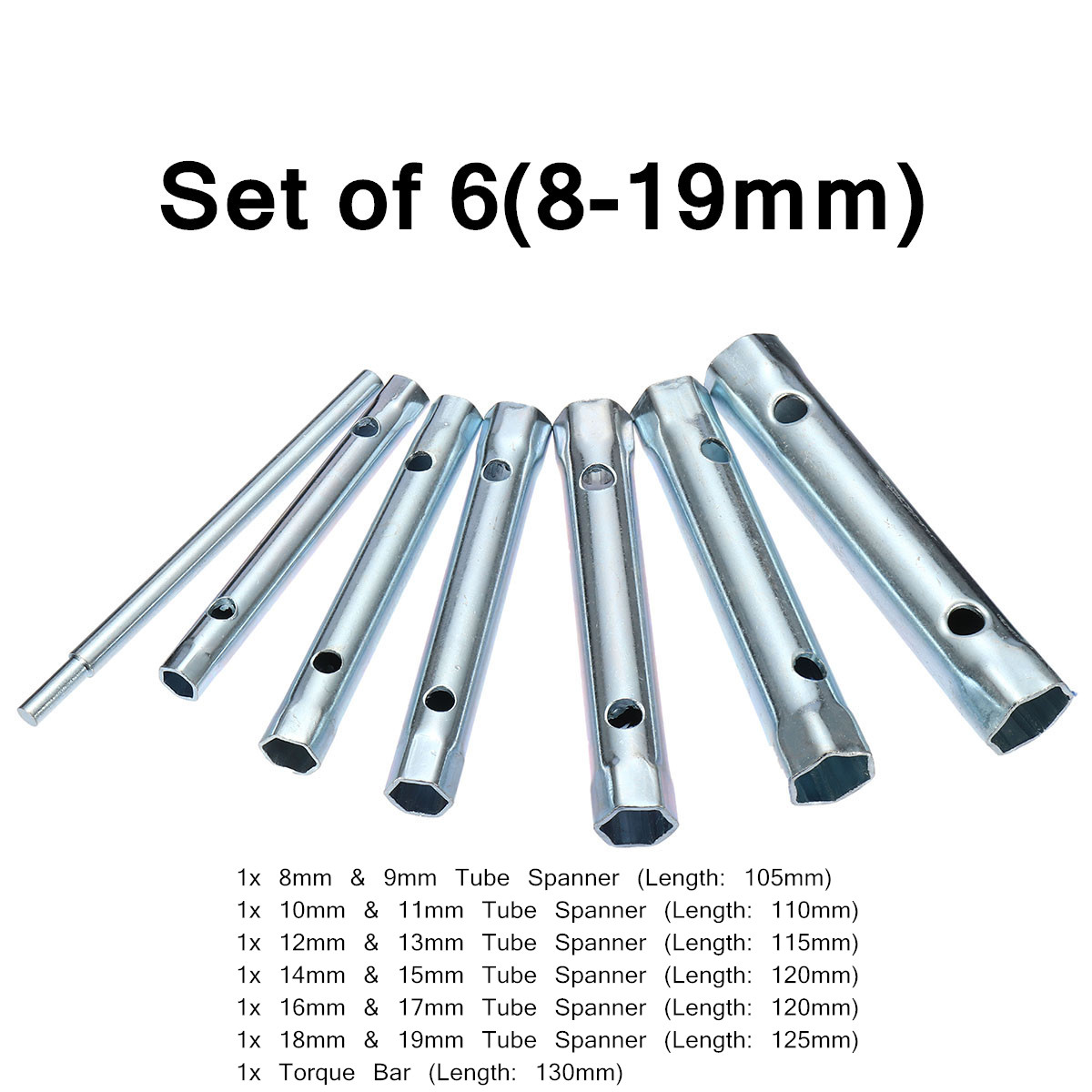 8-19mm 6-22mm 6PC/10PC Metric Tubular Box Wrench Set Tube Bar Spark-Plug Spanner Steel Double Ended for Automotive Plumb Repair