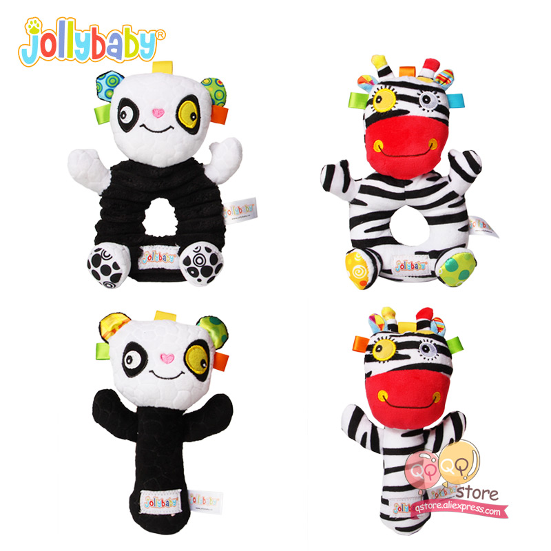 NEW Jollybaby Baby Rattles Plush Stuffed Cute Animals Soft Educational Comfort Circle Sticks Bell Toys for Children Newborn kids