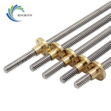 5pcs/lot T8 Lead Screw Copper Nut Lead 8mm 3D Printer Parts 100mm 150mm 200mm 250mm 300mm 350mm 400mm 500mm Lead screw Pitch 2mm