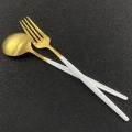 30Pcs White Gold Cutlery Set Knife Dessert Fork Spoon Dinner Tableware Set Stainless Steel Dinnerware Set Kitchen Silverware Set