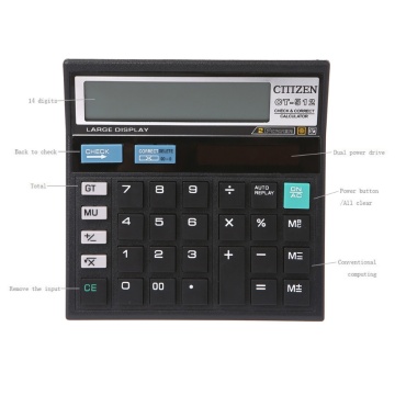 12-Digit Solar Battery Dual Power Large Display Office Desktop Calculator CT-512 85WD