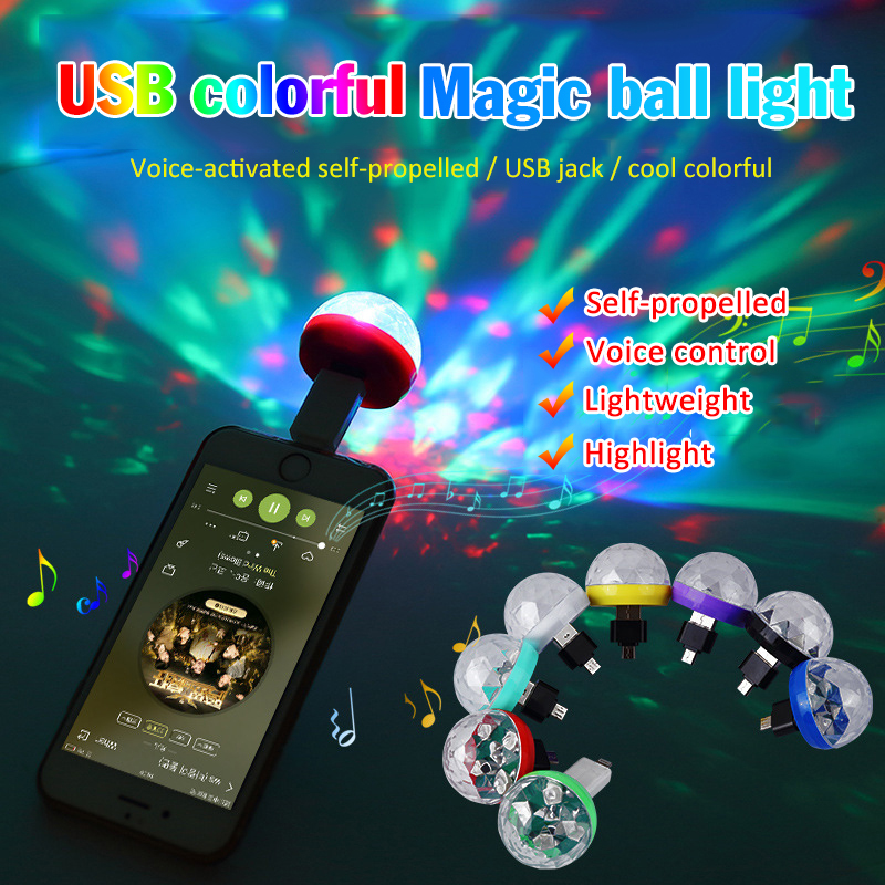 USB Mini Disco Stage Lights Led Xmas Party DJ Karaoke Car Decor Lamp Stage Ball Crystal Magic Party Car Interior Accessories