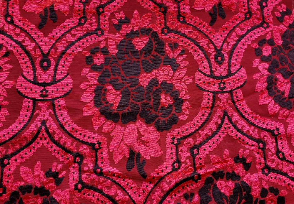 Jacquard Sofa Fabric Red Color