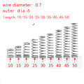 20pcs/lot 0.7mm 0.7 x 6mm Stainless steel compression spring wire diameter 0.7mm outer diameter 6mm length 10-50mm