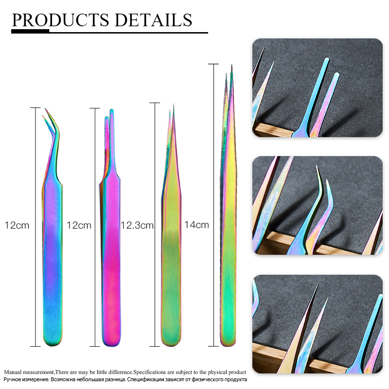 T-TIAO CLUB Chameleon Eyelash Tweezers Stainless Steel Curved Straight Nail Nipper Picker Rhinestone Extensions Eyebrow Tools