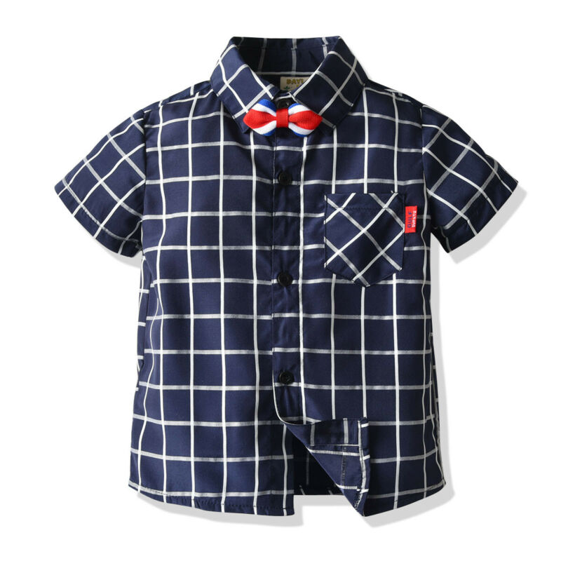 pudcoco 2020 Toddler Infant Baby Clothes Boys Gentleman Suits Outfit Clothes Plaid shirt Top Shorts Kids Clothing Boy Set 4Pcs