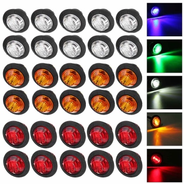 10pcs LED 12V Car Trailer Truck Side Marker Lights Round Bullet Button Signal Lamp Indicator for Bus Auto Lorry Bus