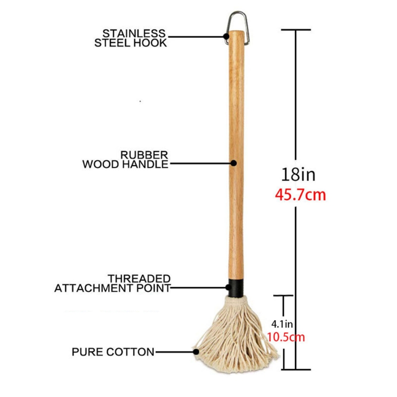 Wooden Handle Barbecue Brushes Washable Kitchen BBQ Accessories w/ 3 Replacement