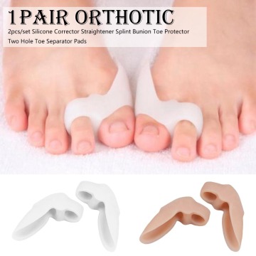 2pcs/set Silicone Corrector Straightener Splint Bunion Toe Protector Two Hole Toe Separator Pads Foot Care Tools