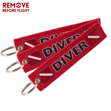 Car Keychain Embroidery DIVER Key Ring Motorcycle Red Key Chain chaveiro carro Key Holder For Luggage Tag Aviation Gifts 3PCS