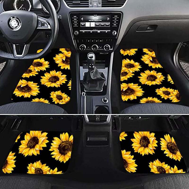AIMAAO Wolf Automotive Floor Mats for Men Women Car Truck SUV Universal-fit Front & Rear Seat Carpet Floor Mats 4pc