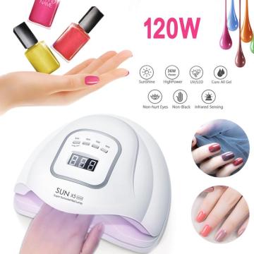 120W White Nail UV LED Lamp Gel Curing Nail Dryer Machine Motion sensing LCD Display Gel Nail Polish Drying Manicure Nail Art