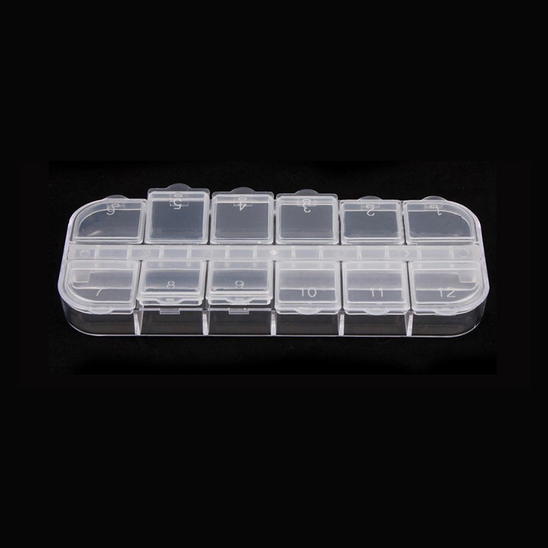 12 Cells Nail Art Decorations Storage Case Empty Container Gems Glitter Beads Rhinestones Storage Box