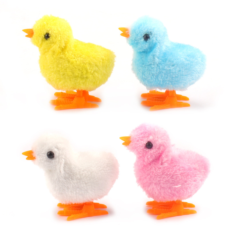 Wind Up Plush Chicken Hopping Funny Small Bird Toy Clockwork Chick For Kids Baby Girl Boy Toys Gift Popular Random Color