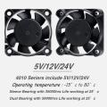 2 Pieces 5V 12V 24V 4010 40mm Cooling Fan 3D Printer Cooling Fan DC Brushless Fan Sleeve/Ball Radial Fans 40x40x10mm Fan