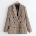 2019 Women's Plaid Blazer Autumn Winter Suit Coat Loose Overcoat For Women Casual Office Ladies Clothing Double Breasted Blazer