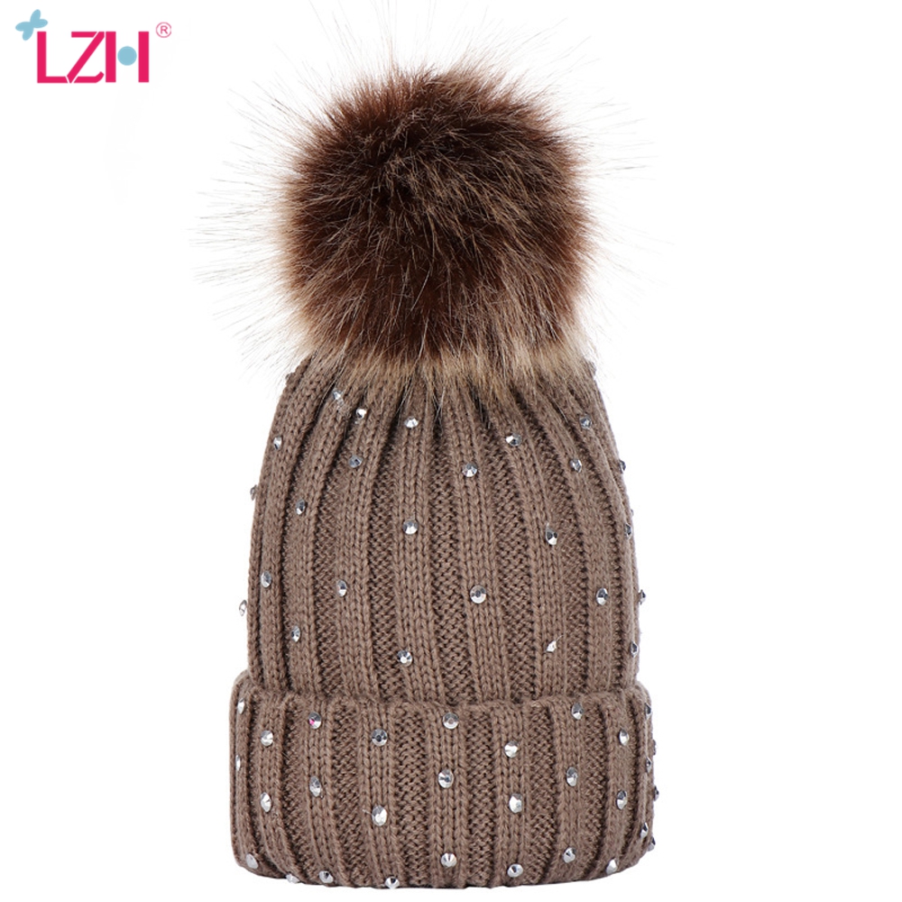 LZH 2021 New Autumn Winter Kids Boys Warm Knitting Thread Hat For Newborn Infant Baby Hats Children Hats For Girls Diamond Caps