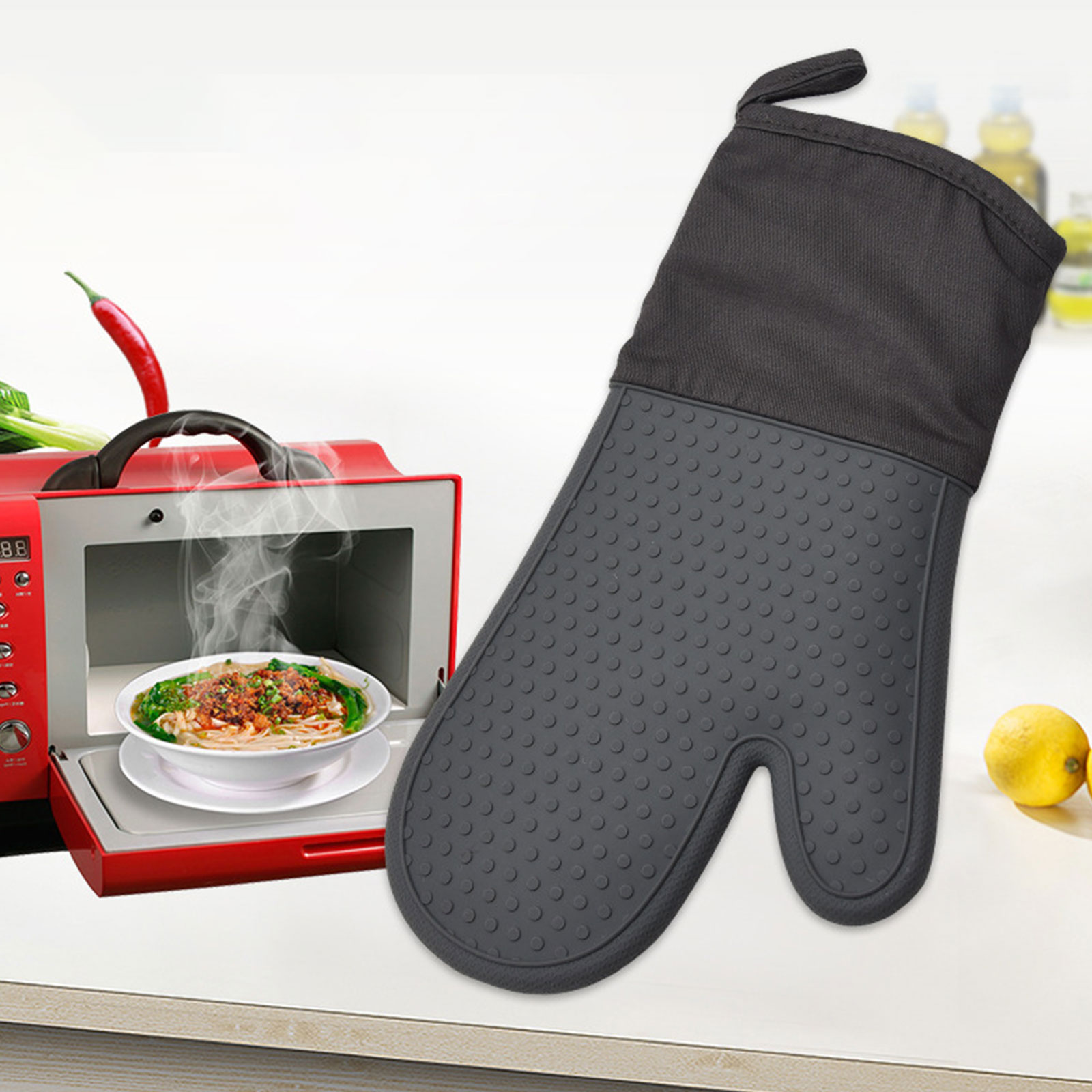 Kitchen Microwave Mittens Oven Glove Hamdmade Baking Silicone Insulated Gloves Cooking Oven Gloves for Men Women