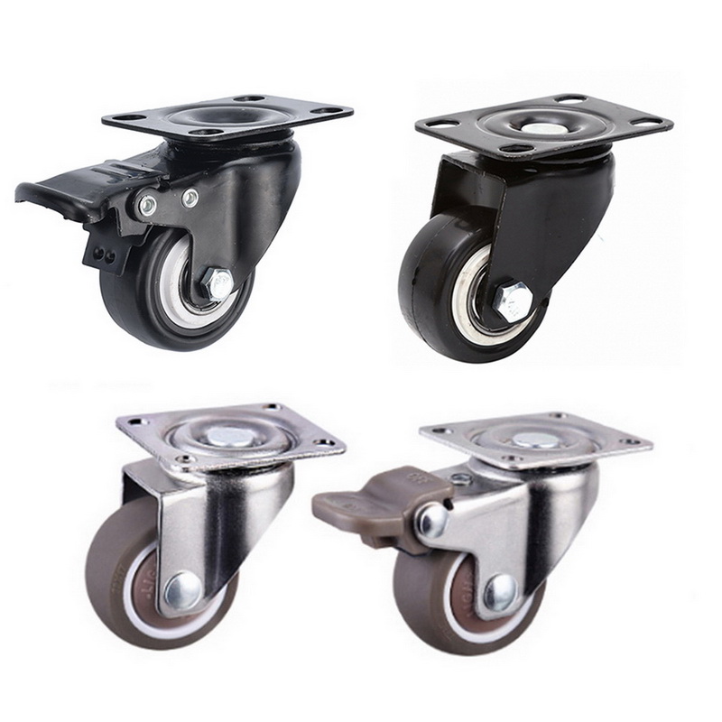 4pcs/Set Furniture Casters Wheel Soft Rubber Swivel Caster Roller Wheel Silver For Platform Trolley Chair Household Aaccessories