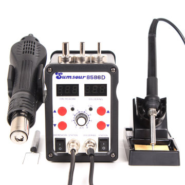 Digital 2 in 1 Hot Air Blower Heat Gun Solder Iron 8586D SMD BGA Rework Soldering Desoldering Station 110V 220V Welding Repair