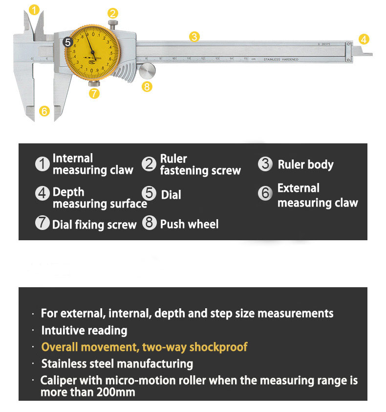 Dial calipers 0.01mm High precision stainless steel vernier with table caliper 0-150 mm shockproof calipers dial vernier caliper