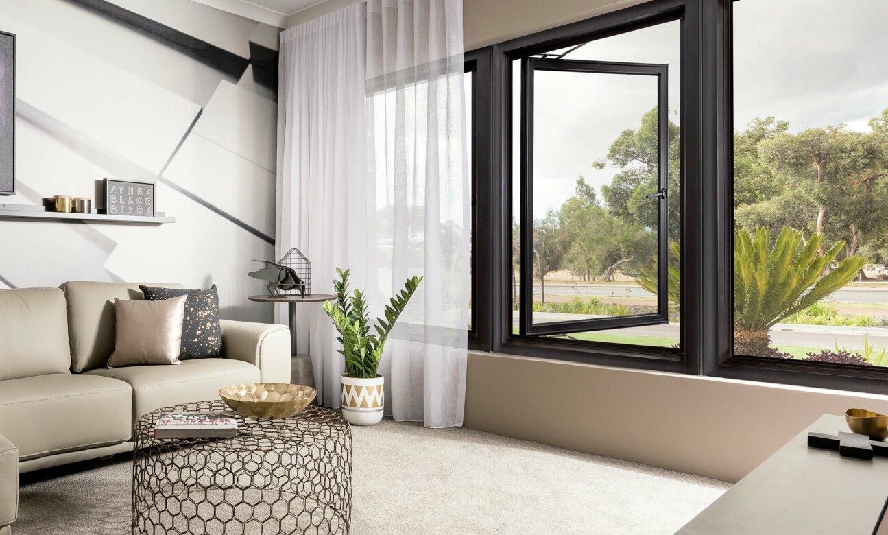 Residential project featuring XLB-80 aluminum casement windows with minimalist design