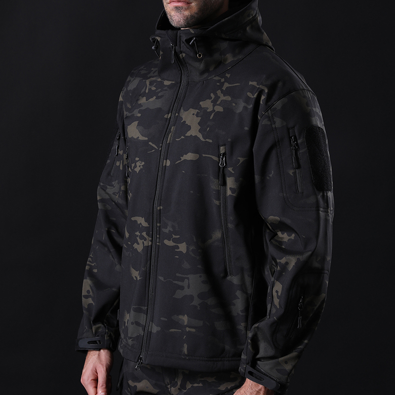 Tactical Jacket Airsoft Hiking Jackets Shark Skin Soft Shell Clothes Windbreaker Waterproof Hood Military Outdoor Jacket Men