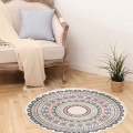 Bohemian Round Carpet,Nordic Floor Carpets for Living Room Bedroom,Anti-Slip Doormat With Tels,90CM
