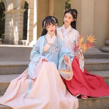 Ancient Ming Dynasty Costume Kimono Female Japanese Women Elegant Hanfu Chinese Flare Sleeve Top and Skirt Woman Clothes Set