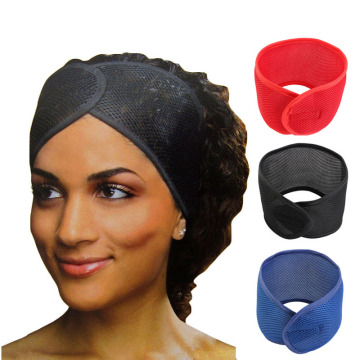 Women Deluxe Foam Mesh Hair Caps Adjustable Head Wrap Headwrap Hedbands Solid Color Hairband Facial SPA Styling Tools